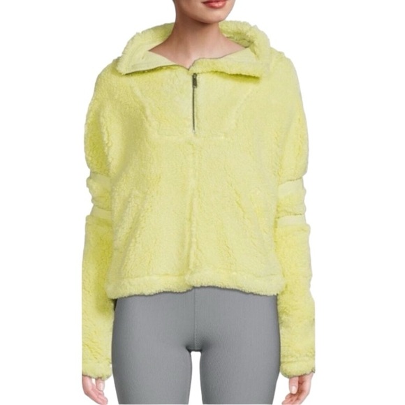 Free People Jackets & Blazers - Free People Movement Nantucket Yellow Fleece Half-Zip Oversized Pullover Jacket
